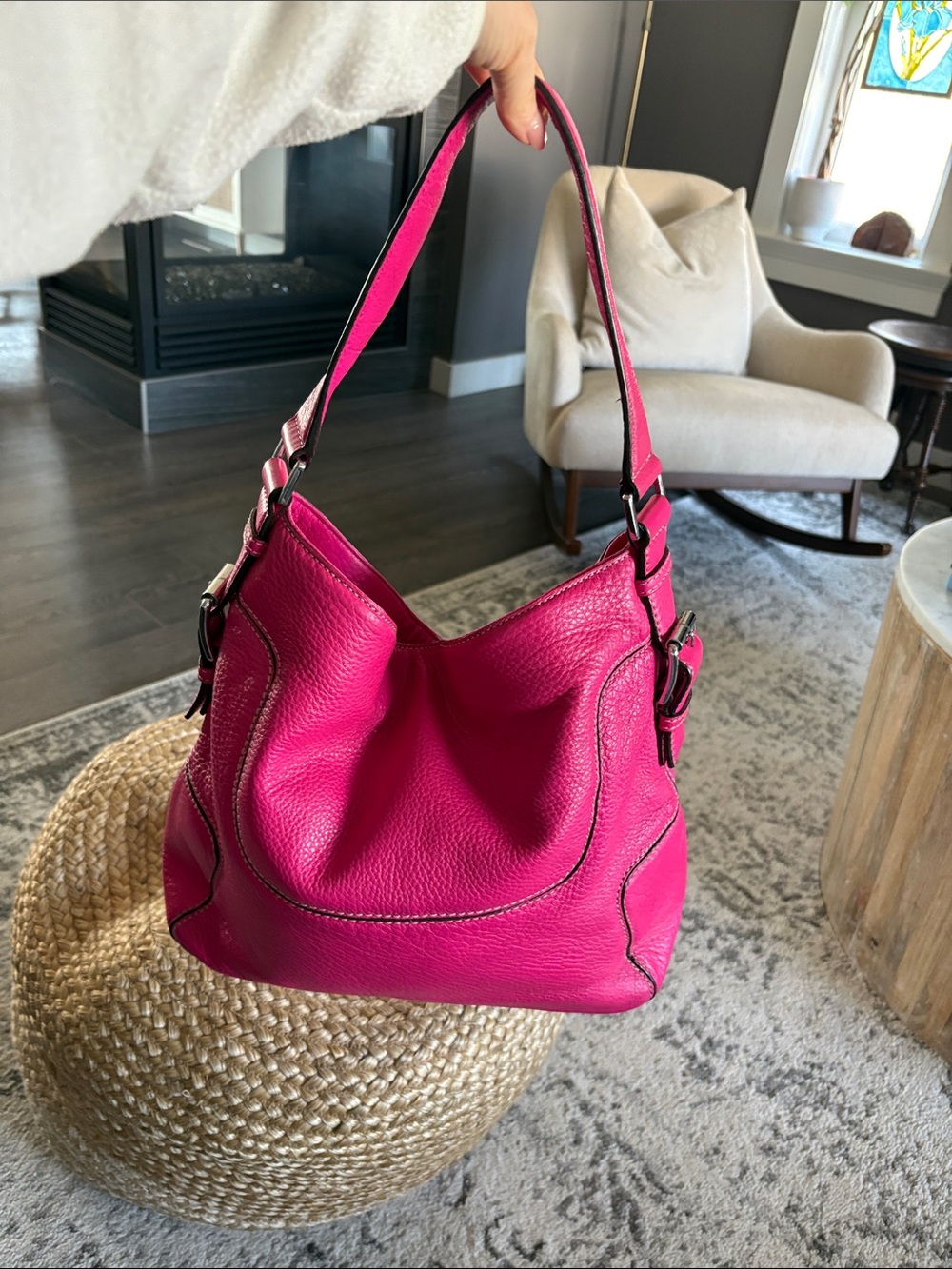Michael Kors Hot Pink Leather Brookville large Hobo Shoulder Bag